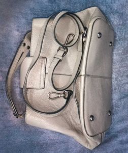 Grey Leather Bucket Bag