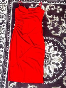 Red cowl neck bodycon dress