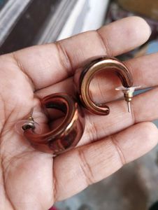 Chunky Hoop Earrings - Bronze Tone