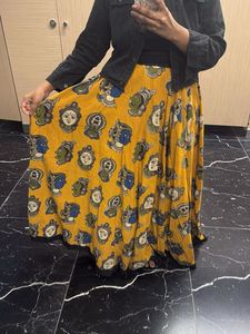 Vibrant Yellow Printed Ethnic Skirt