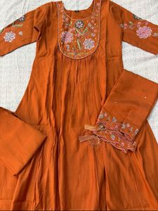Rust coloured embroidered Suit Set