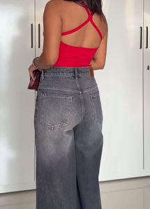 extra Wide Leg Wash grey Denim Jeans