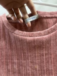 ZARA Ribbed/ Knit Short Sleeve Top