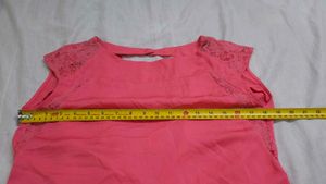 H&amp;M Pink Lace-Shoulder Shift Dress