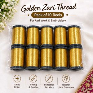 Golden Zari Thread - Pack of 10 Reels