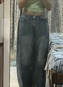 Blue Washed Wide Leg Jeans
