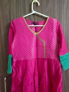 Pink Anarkali Chanderi Cotton Kurta