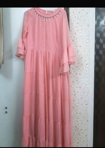 Long Frill Flair Georgette Gown