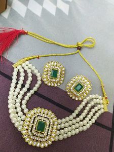 Moti Pearl Green | Alloy Jewel Set