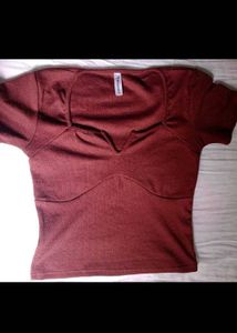 Chic Brown Square Neck Crop Top
