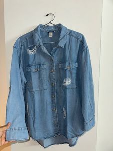 Forever21 Distressed Denim Shirt