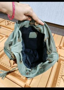 Stylish Green Leather Studded Shoulder Bag