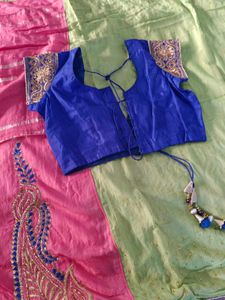 Pink &amp; Green Embroidered Lehenga Choli