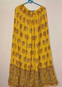 Yellow Elephant Print Ethnic Skirt