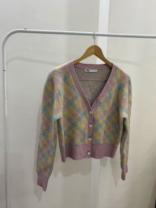 ZARA Pastel Argyle Pattern Knit Cardigan