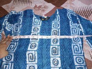 Teal Blue Geometric Print Kurta
