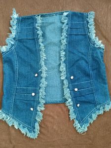 Sleeveless Denim Jacket For Girls