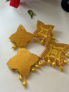 Yellow Beaded Earrings 💝