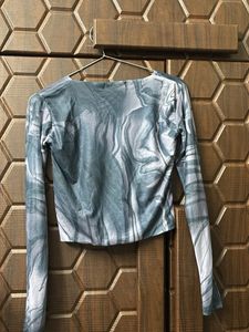 Marble Print Square Neck Crop Top