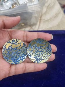 Unique Patina Floral Design Round Earrings