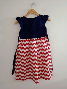 White, Blue &amp; Red Girls Frock (Kids)