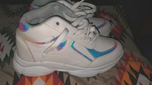 Cream Chunky Sneakers with Iridescent Accents