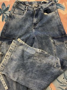 Blue Denim Cargo Jeans