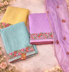Beautiful Lilac Kurta Set material with Dupatta