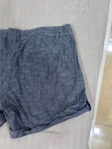 Stylish Blue Linen Blend Shorts