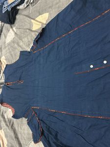 Blue Kurta with Unique Pocket
