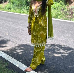 Green Kurta Set with Tassels