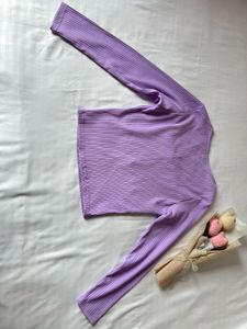 Lavender Ribbed Square Neck Top