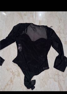 Chic Sheer Sleeve Black Top