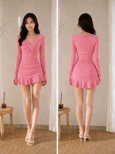 SSS Pink Ruched Bodycon Dress