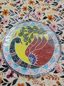 Lip pan Art Hand-Painted Peacock Wall Decor