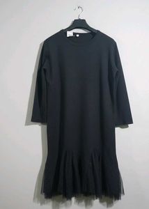 Elegant Black Dress with Mesh Detail
