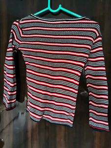 red and black strips long sleeve top