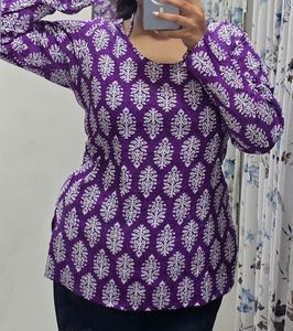 Vibrant Purple Block Print Kurta