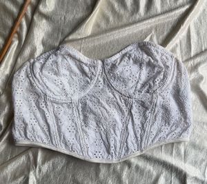 White Eyelet Corset Top