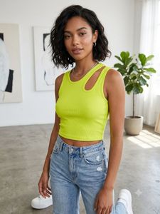 Bright Green Cut-Out Tank Top