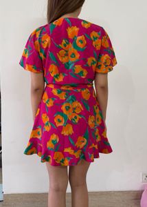 Vibrant Floral Wrap Dress