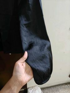 satin Black Button-Up Blouse