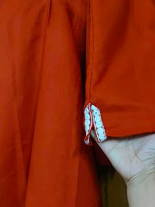Vibrant orange Embroidered Kurta