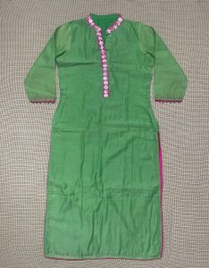 Green Embroidered Kurta