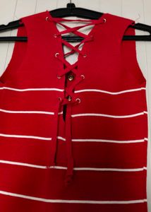 Chic Red &amp; White Striped Knit Dress