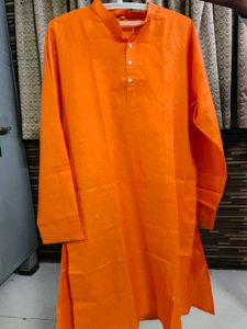 Orange Cotton Kurta For Men