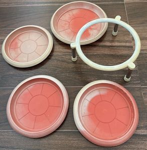 Set of 4 Plant Saucers with Stand