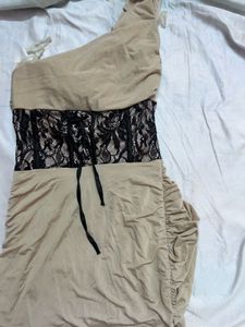 y2k beige corset dress