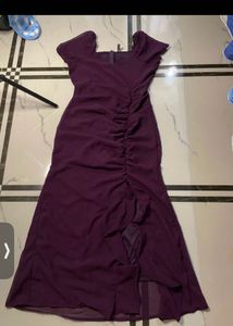 Elegant Purple Ruched Maxi Dress