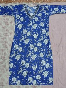 Blue Floral Print Kurta